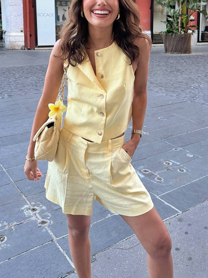 Minimalist Vest  And Shorts Set