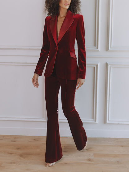 Elegant Velvet Flared Pants