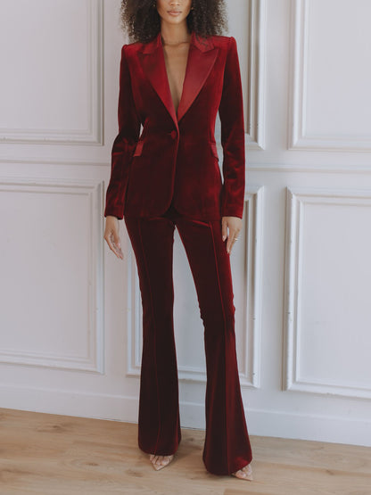 Elegant Velvet Flared Pants