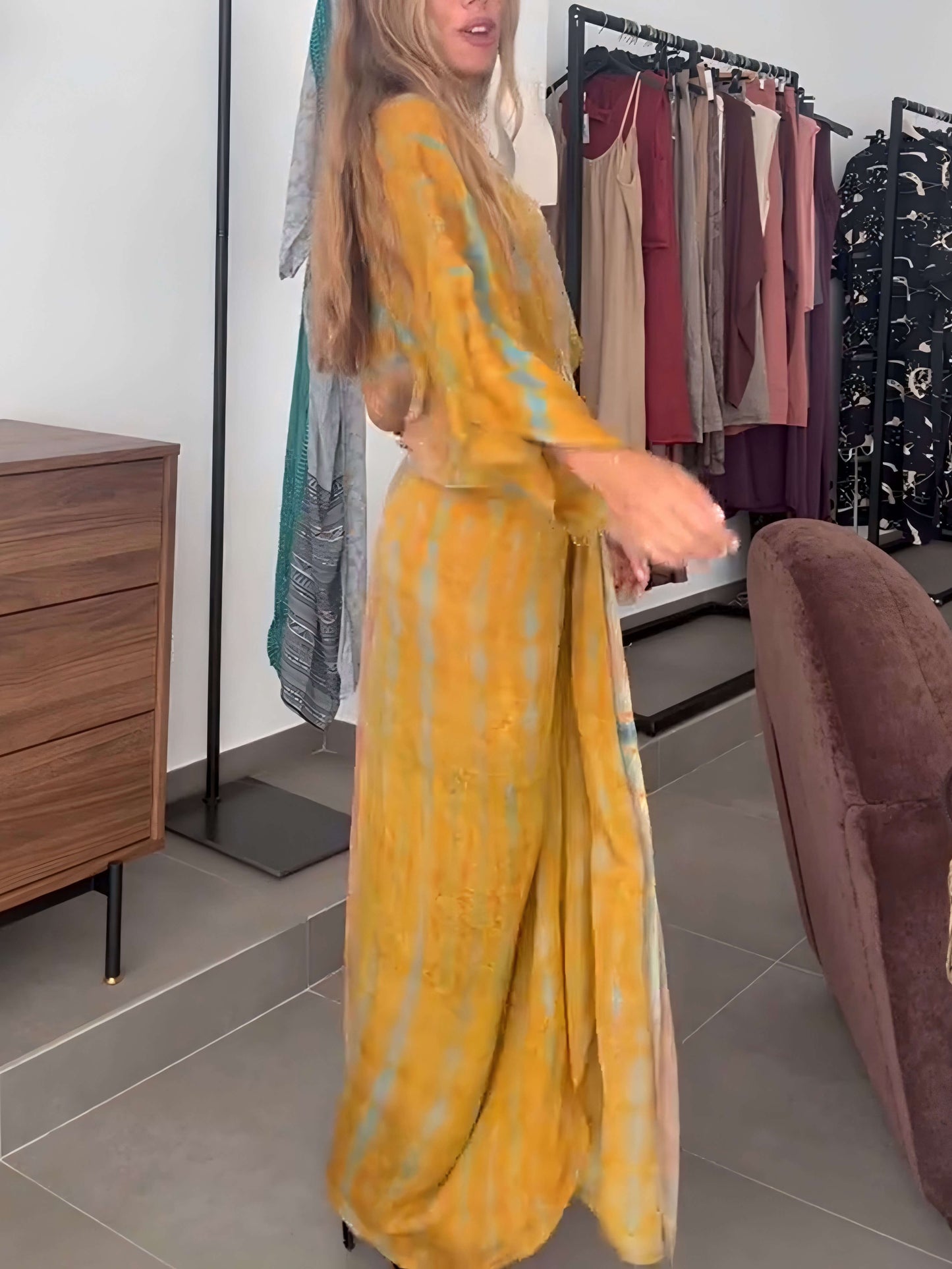 Kimono-Style Printed Dress