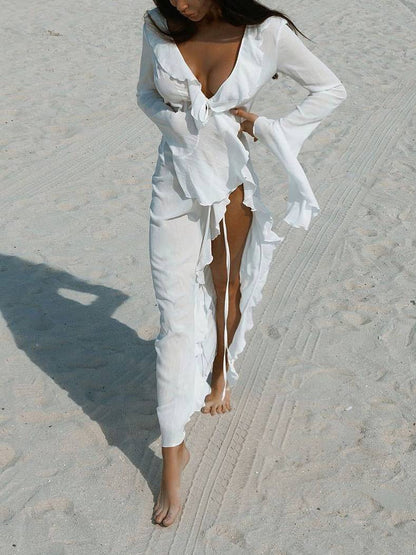 Ruffled Bikini Cover-up Sun Protection Dress