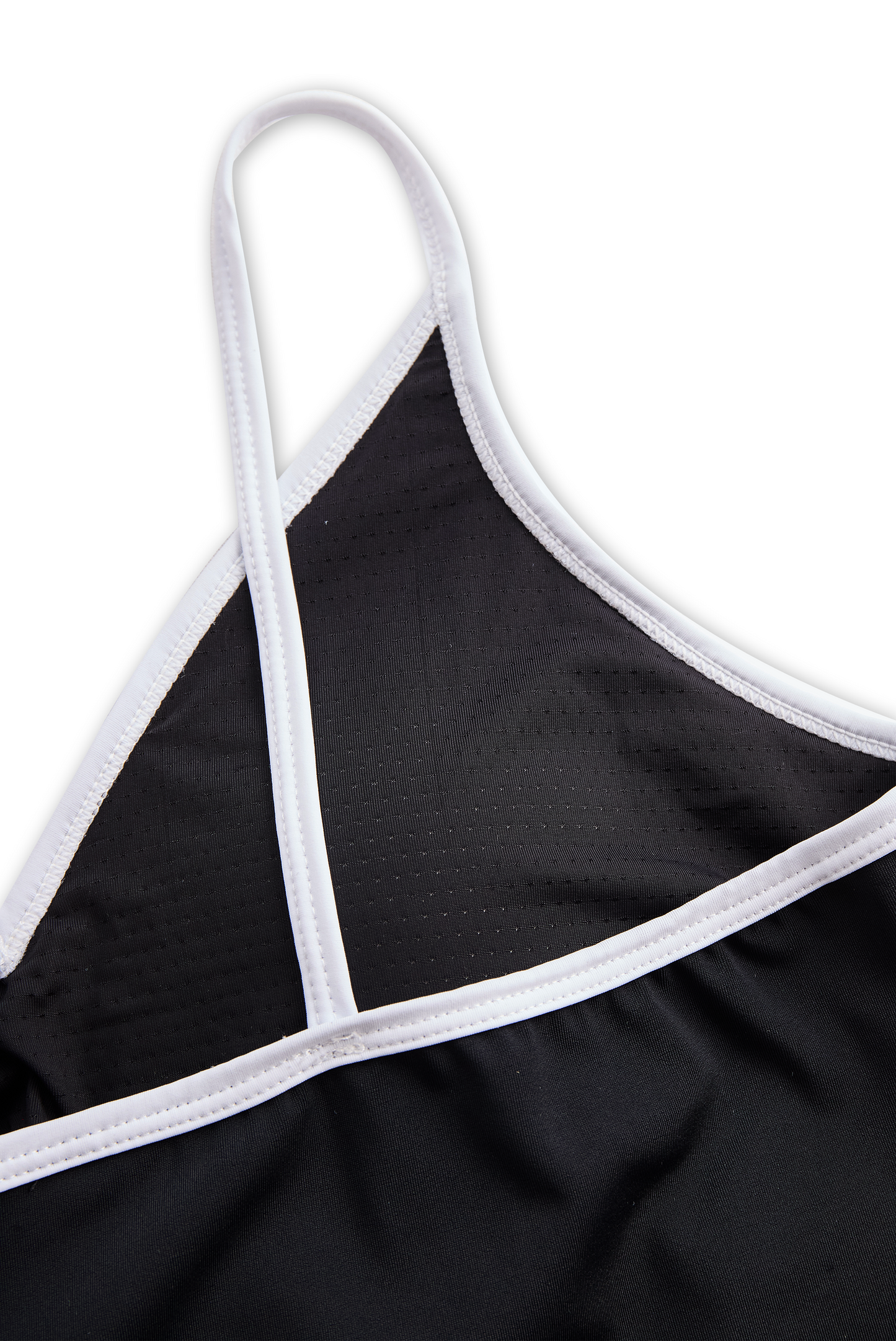 Classic Black V-Neck One-Piece Swimsuit With White Trim