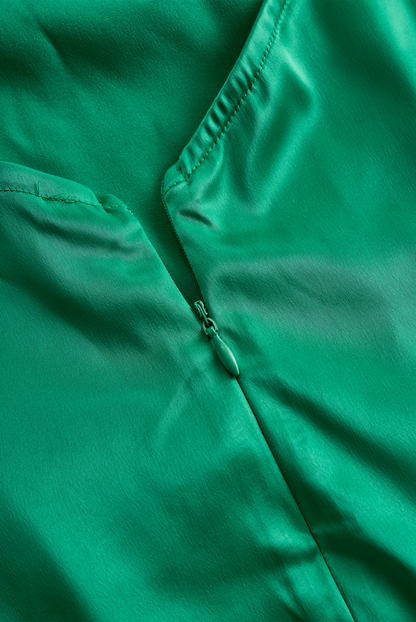 Fashionable and Draped Halterneck Satin Mini Dress