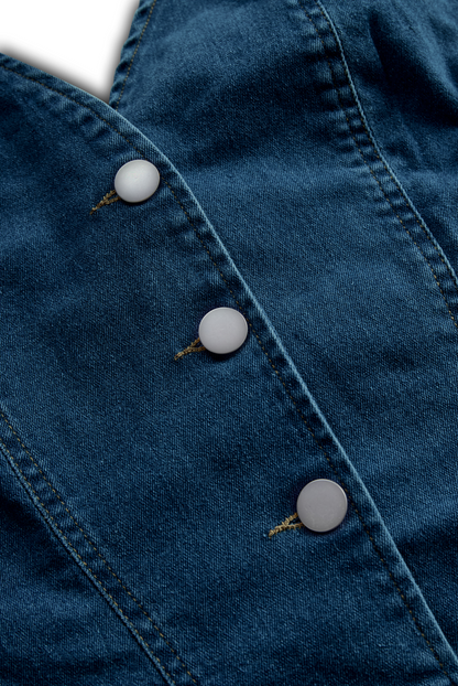 Vibrant Blue Halter Denim Mini Dress