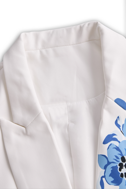 Urban Sleeveless Floral Printed Blazer and Trousers Set