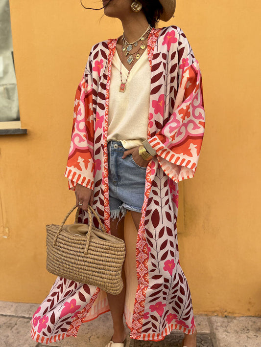 Stunning Floral Print Oversized Cardigan Top