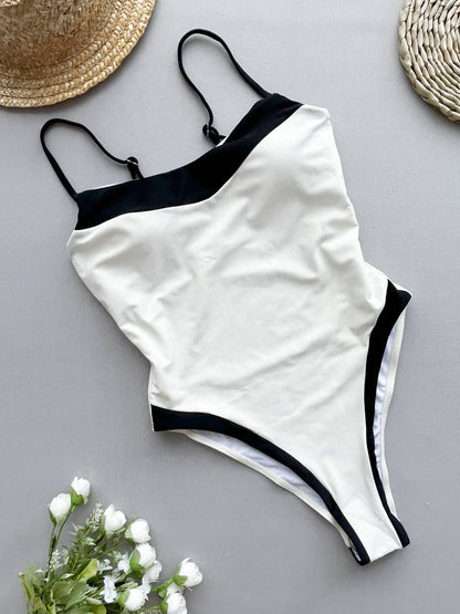 Contrast color One-Piece Swimsuit