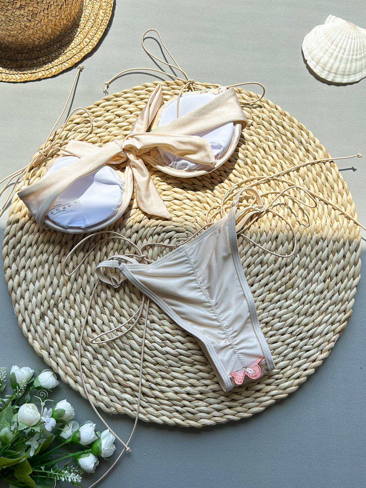 Floral Embroidered Bikini Two-Piece Set