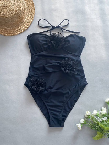 Three-dimensional Flower One-piece Swimsuit