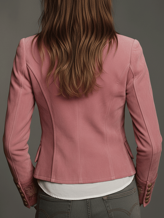 Vintage Double-Breasted Suede Embroidery Jacket