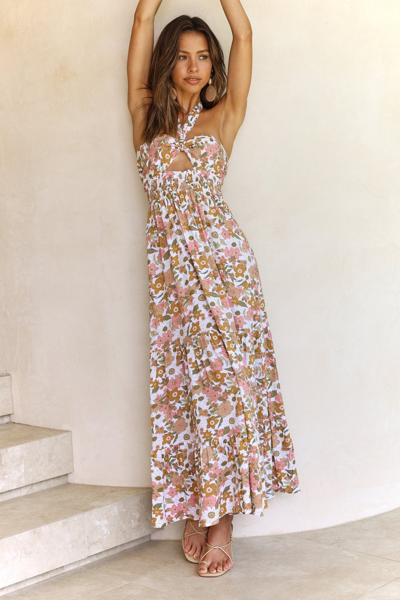 Vacation Halter Sleeveless Maxi Cutout A Line Dress