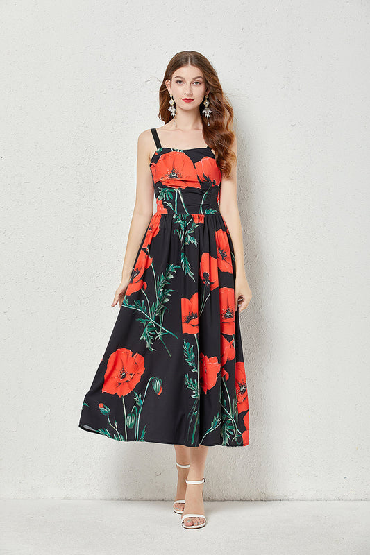 Printed Cami A Line Maxi Dress