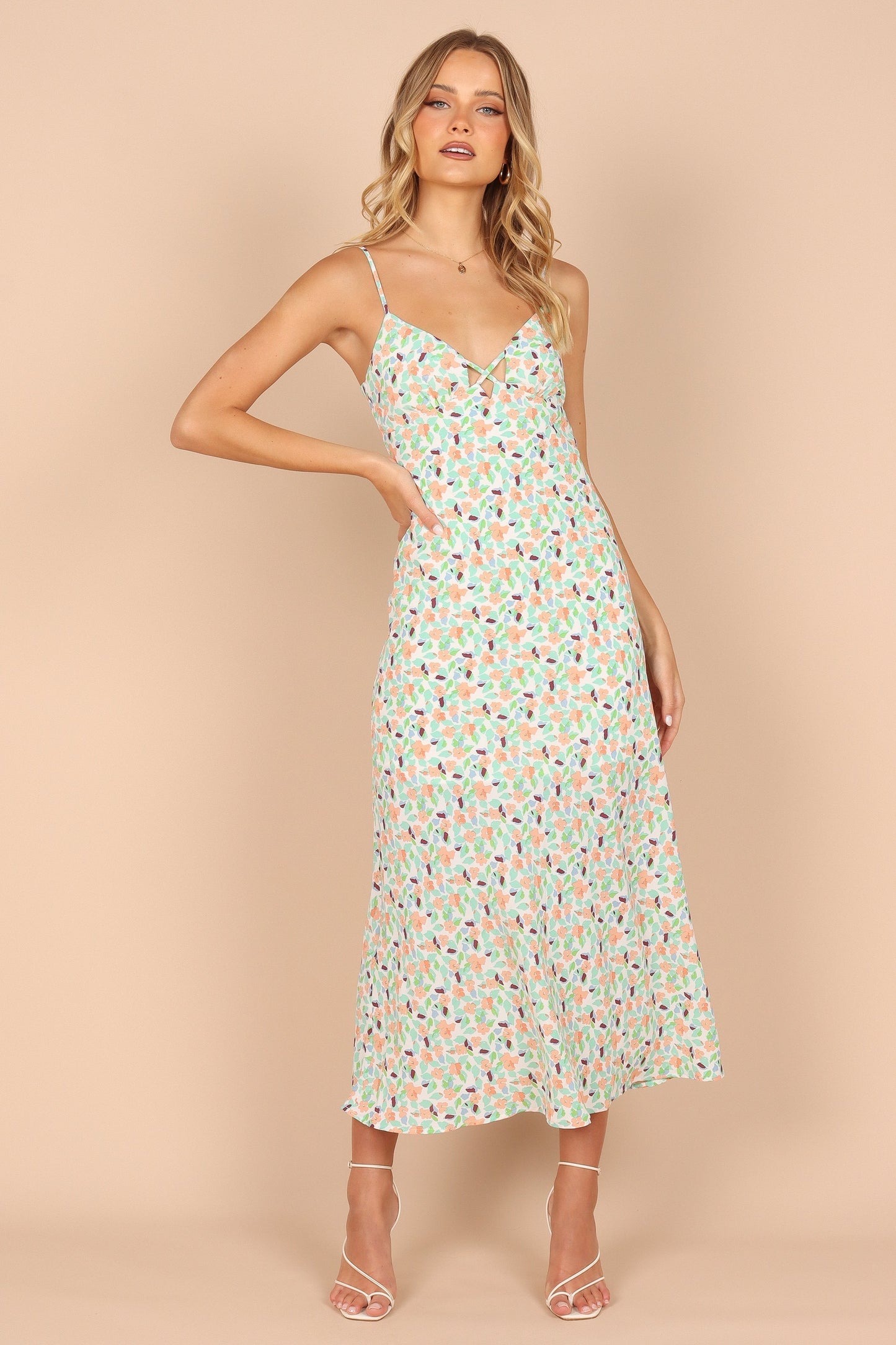 Chiffon Halter V Neck Dress
