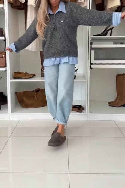 Top de punto de dos piezas con solapa falsa 