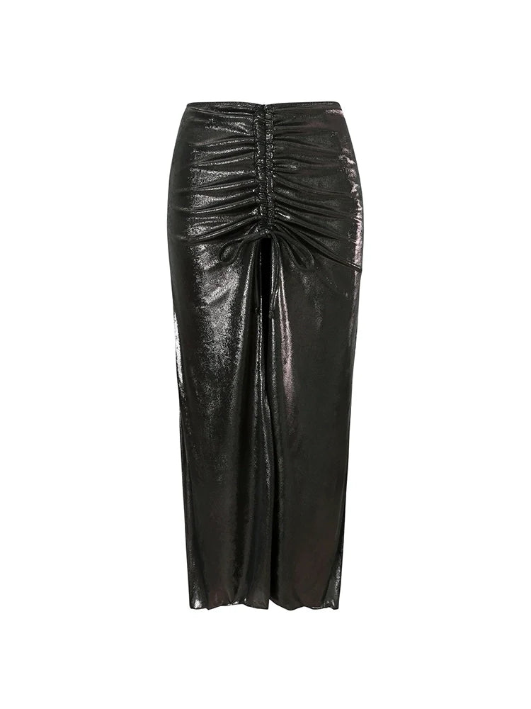 Black Sequin Appliqué Cutout Glossy Swimsuit