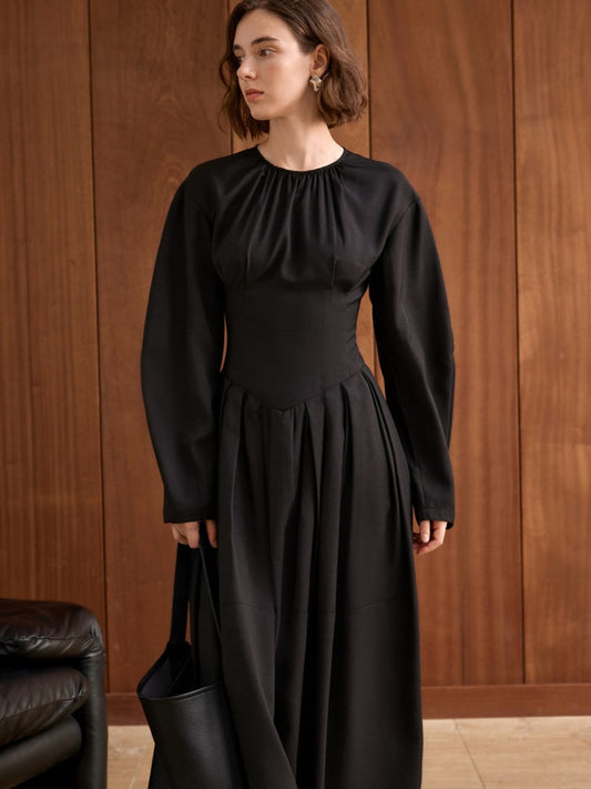 Parisian Pleated Midi Dress