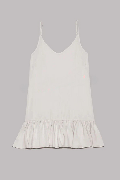 Vestido mini fluido de corte A en mezcla de algodón y lino