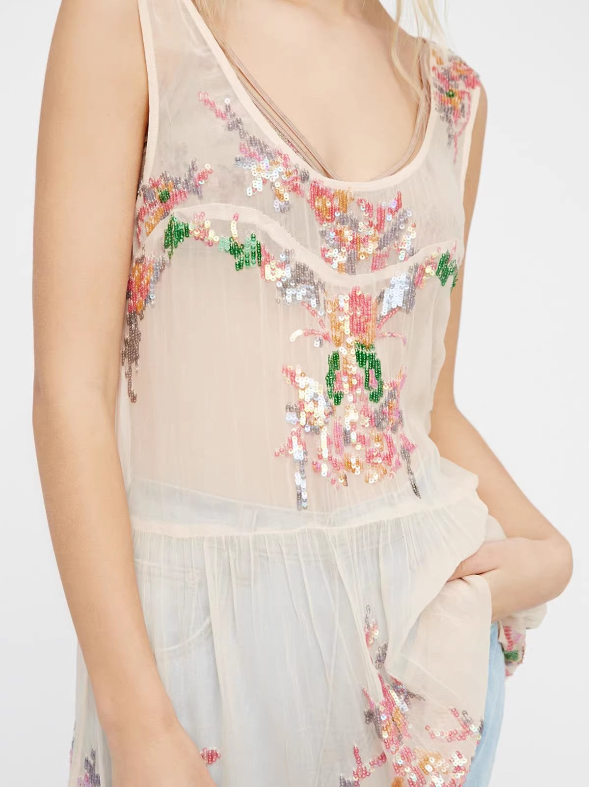 Bohemian Sequin Perspective Backless Dress