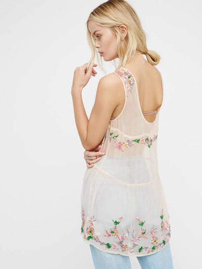 Bohemian Sequin Perspective Backless Dress