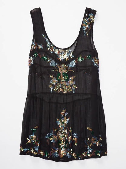 Bohemian Sequin Perspective Backless Dress