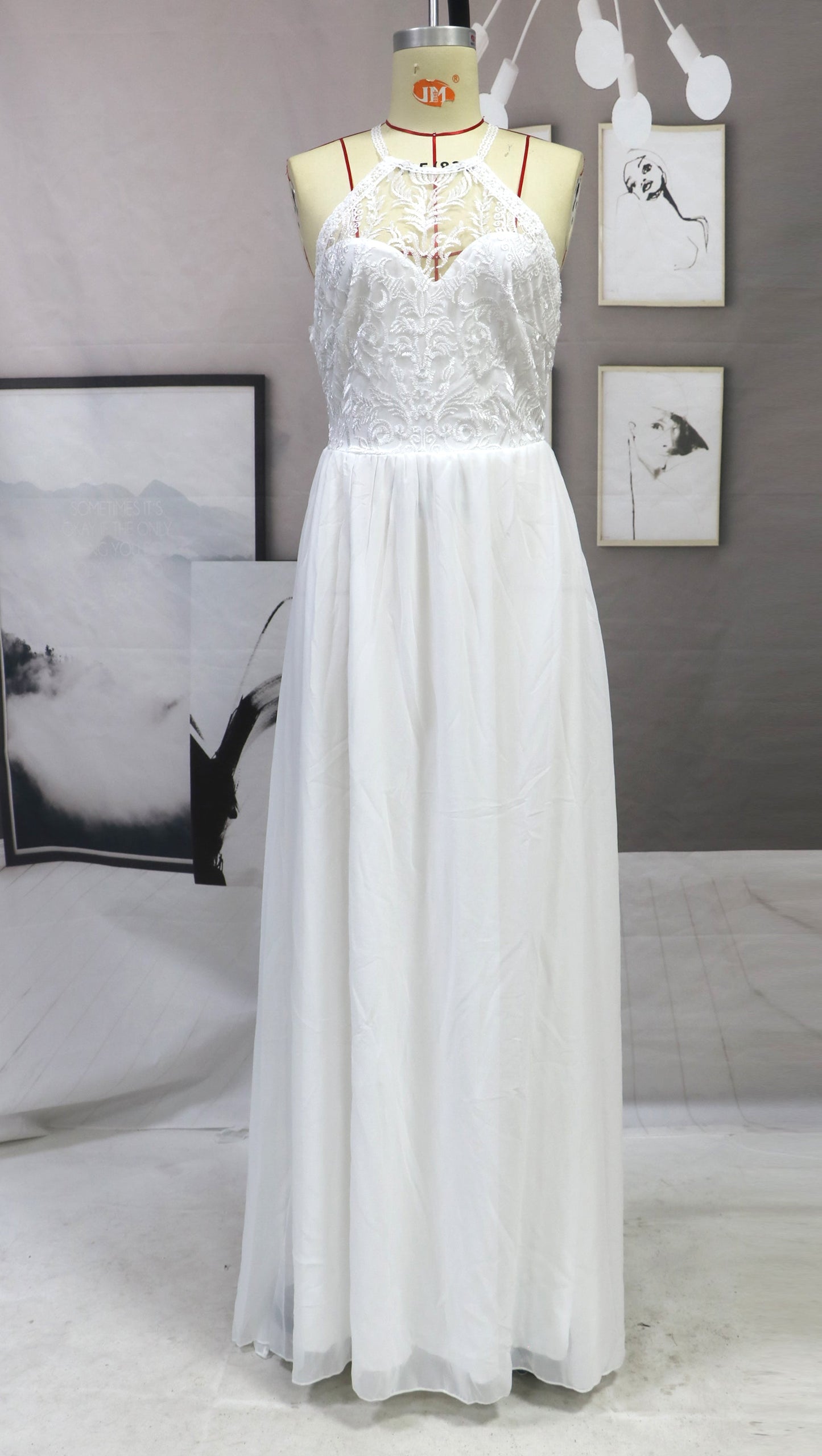 Dress Sleeveless Halter Wedding Dress Slim Fit Maxi Dress