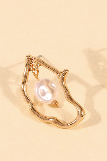 Oyster Pearl - Irregular - Shaped Drop Earrings