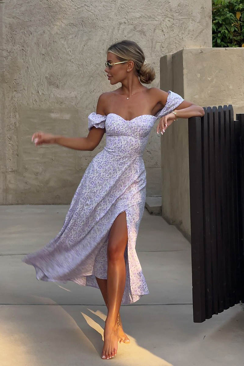 Chic U-Neck Floral Midi Dress