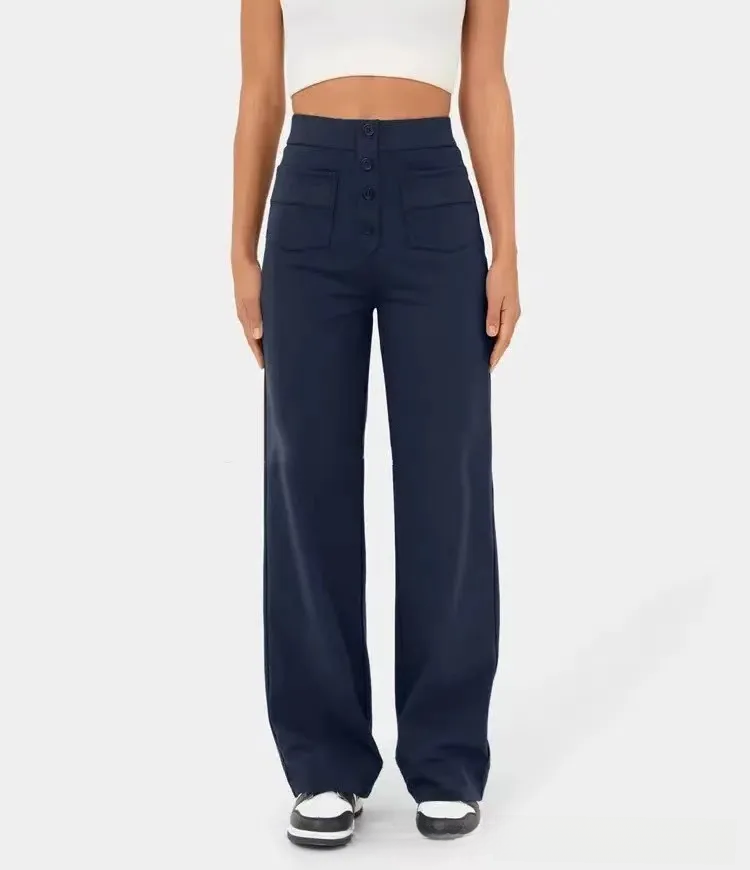 Maison High-Waist Wide-Leg Trousers with Pocket Detailing
