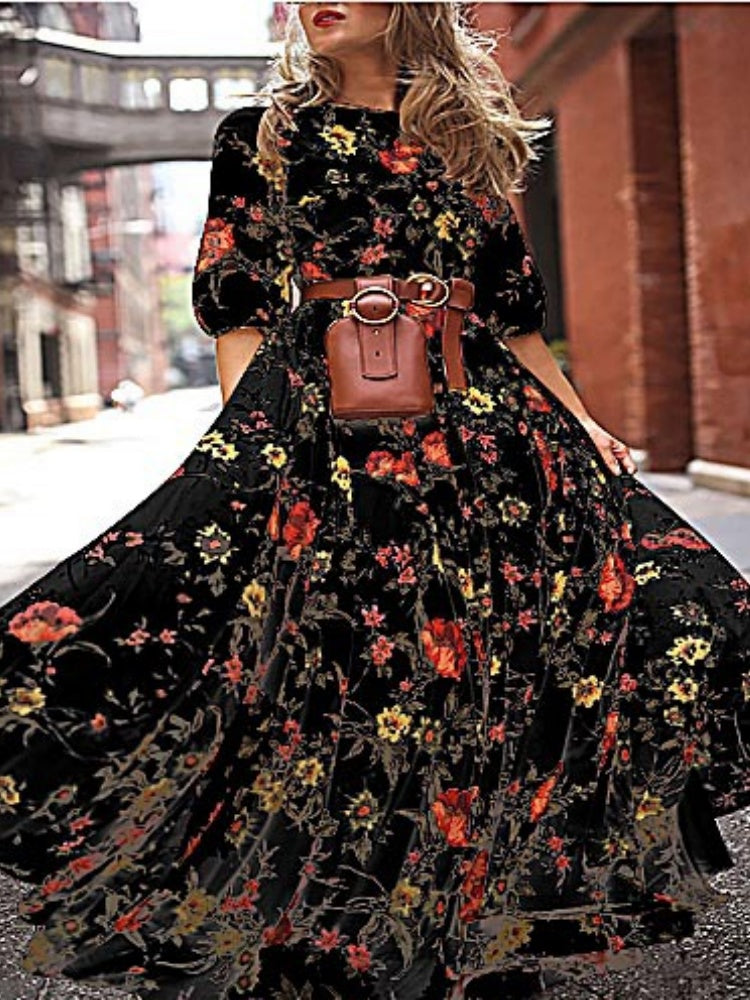 Bohemian Flowy Printed  Maxi Dress