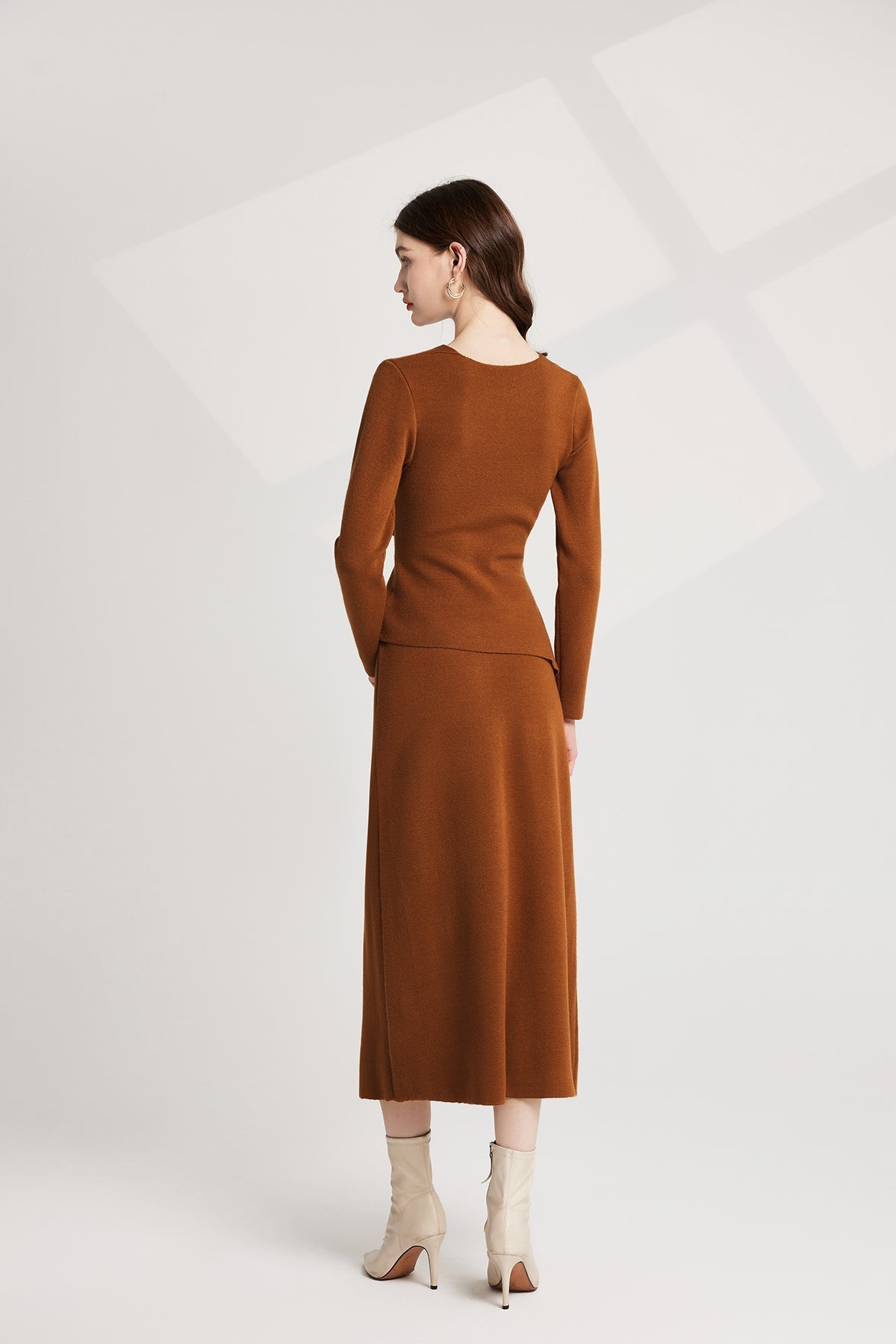 Thickened Base Knitted Sweater Vest Dress Two Piece Set