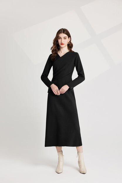 Thickened Base Knitted Sweater Vest Dress Two Piece Set