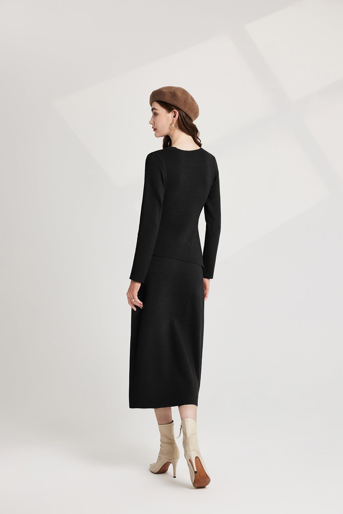 Thickened Base Knitted Sweater Vest Dress Two Piece Set