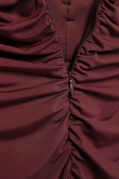 French Floral Decoration V Neck Midi Dress