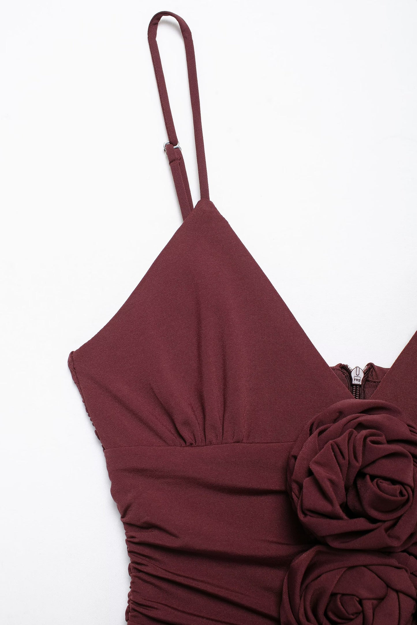 French Floral Decoration V Neck Midi Dress