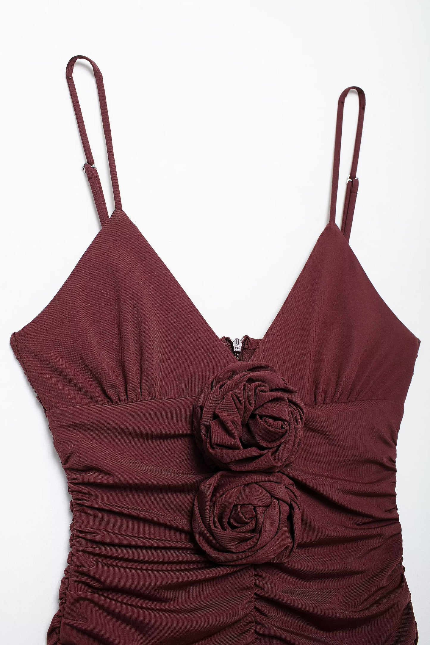 French Floral Decoration V Neck Midi Dress