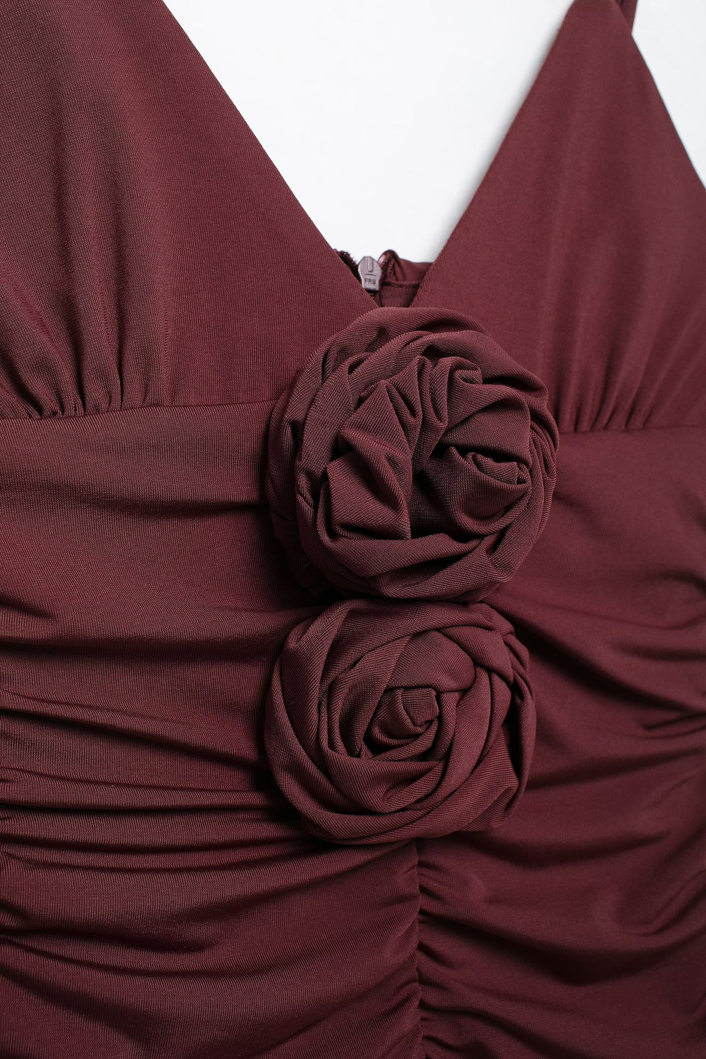 French Floral Decoration V Neck Midi Dress