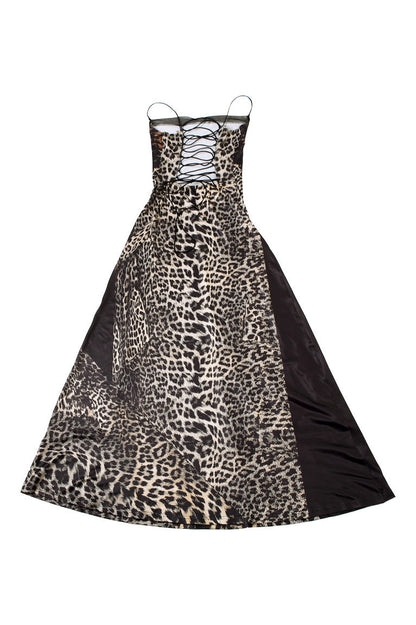 Wild Leopard Sheer Corset Maxi Dress