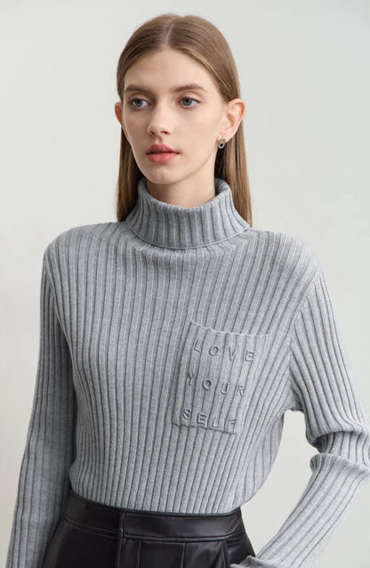 Ribbed Turtleneck Sweater | Soft Cashmere Blend | Fitted Silhouette