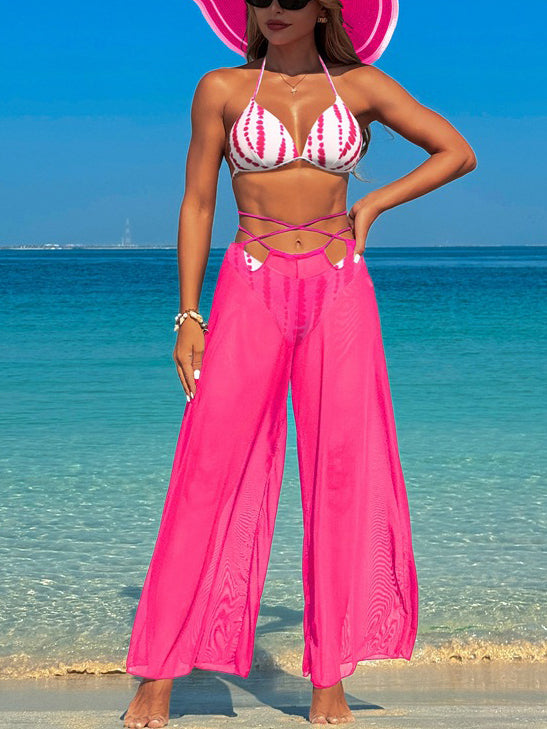 Bikini Wide-Leg Pants Three-Piece Set