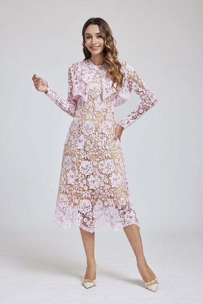 Lace Buckle Blouse DressTwo Piece Set