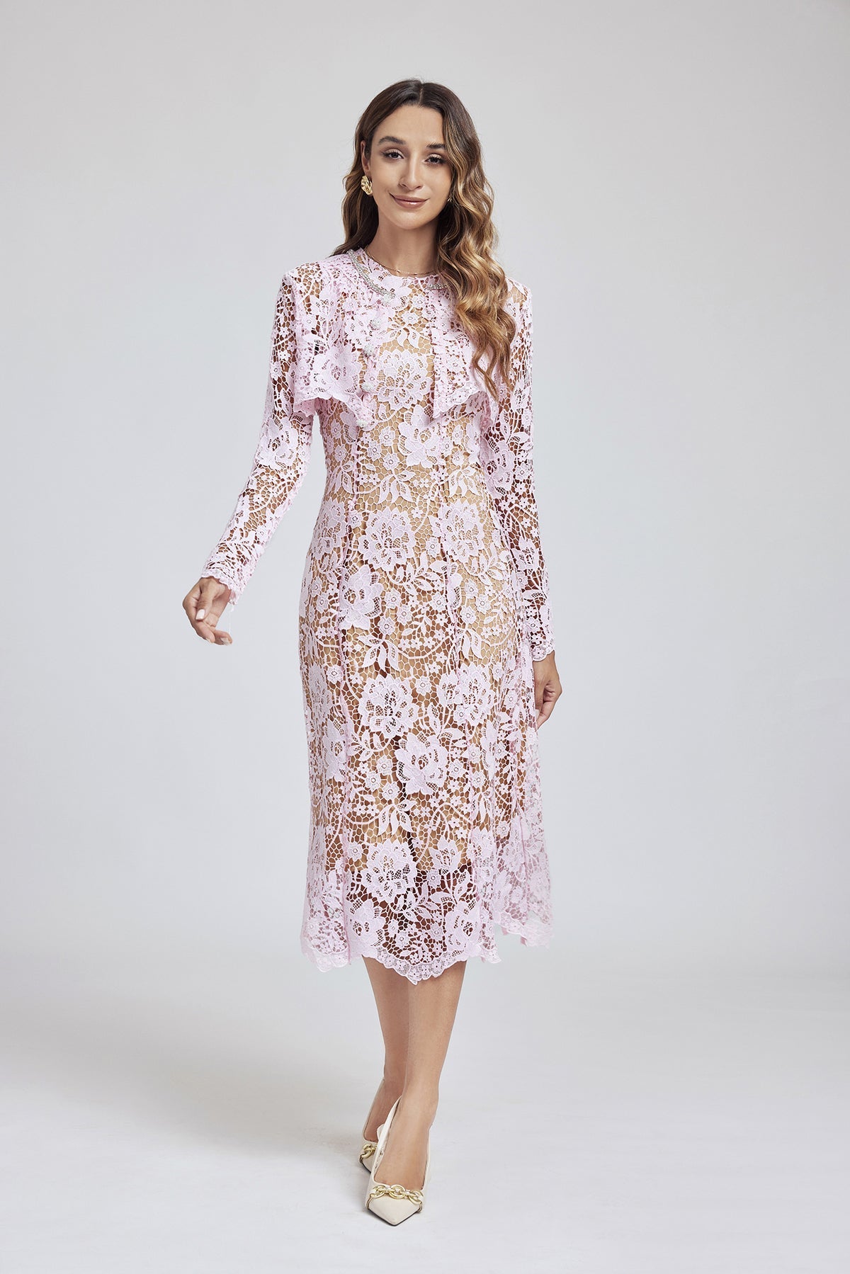 Lace Buckle Blouse DressTwo Piece Set