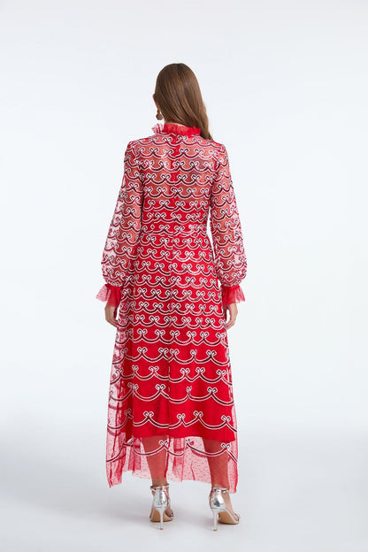 Long Sleeve Sequin A Line Dress