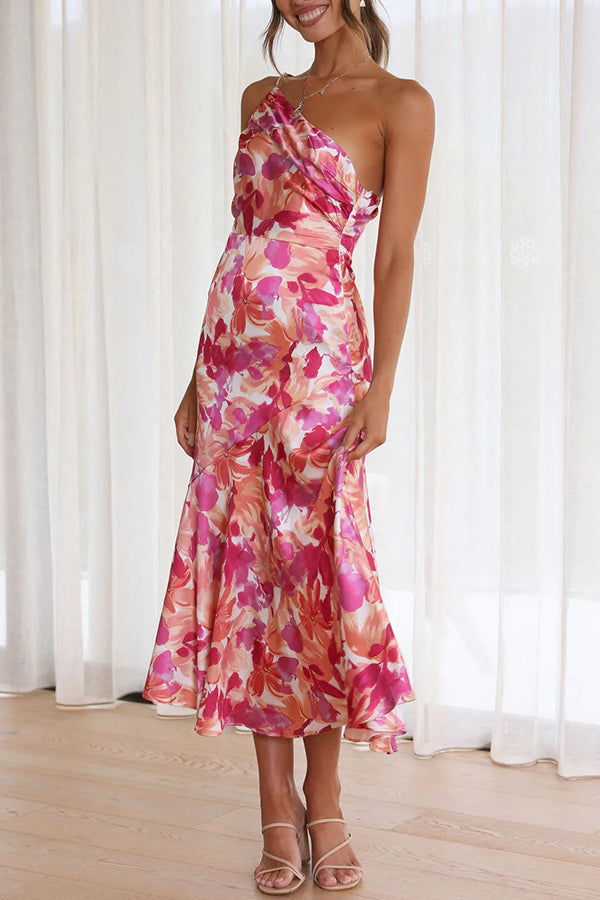 Vestido midi floral de un solo hombro Buy My Flowers 