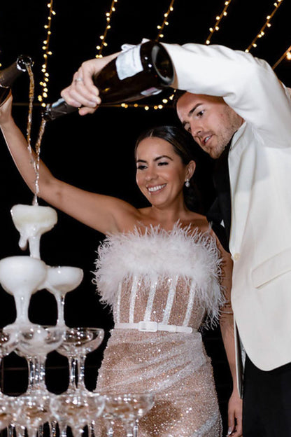 Sequin Feather Bodycon Dress