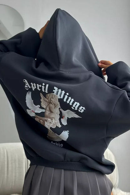 Angel Wings Print Hoodie