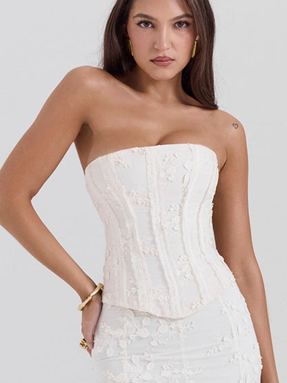 Embroidered Off-the-shoulder Backless Fitted Maxi Dress