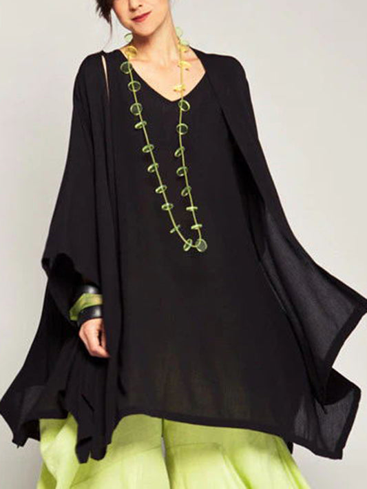 Casual V Neck Long Sleeve Tank Top & Cardigan 2Pcs Set