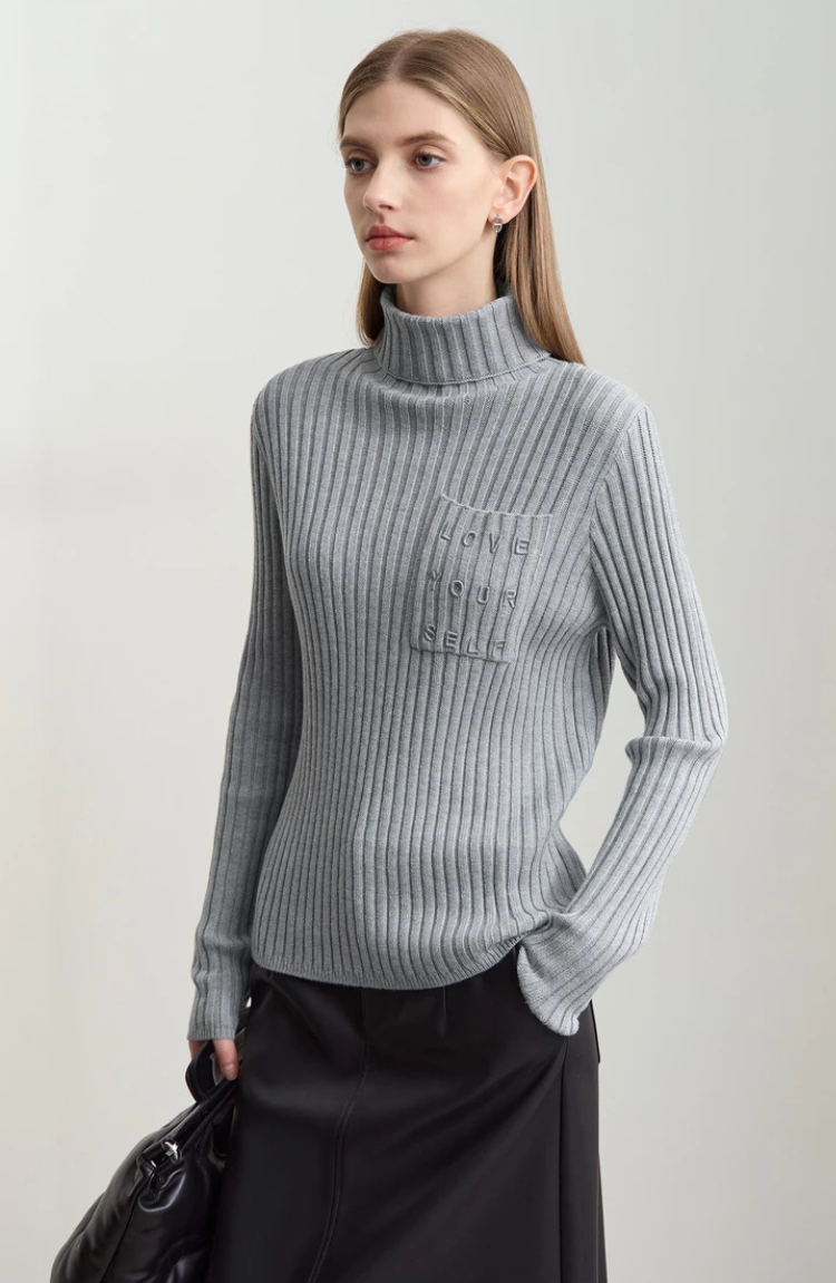 Ribbed Turtleneck Sweater | Soft Cashmere Blend | Fitted Silhouette