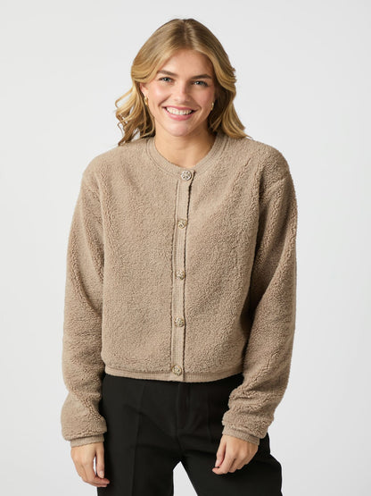 Maison Teddy Cardigan | Faux Shearling Texture | Button Front