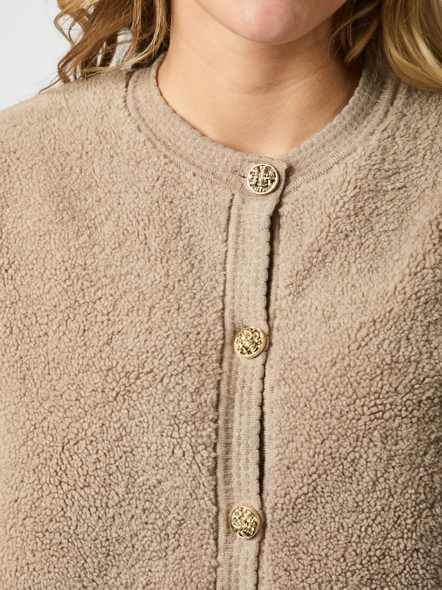 Maison Teddy Cardigan | Faux Shearling Texture | Button Front